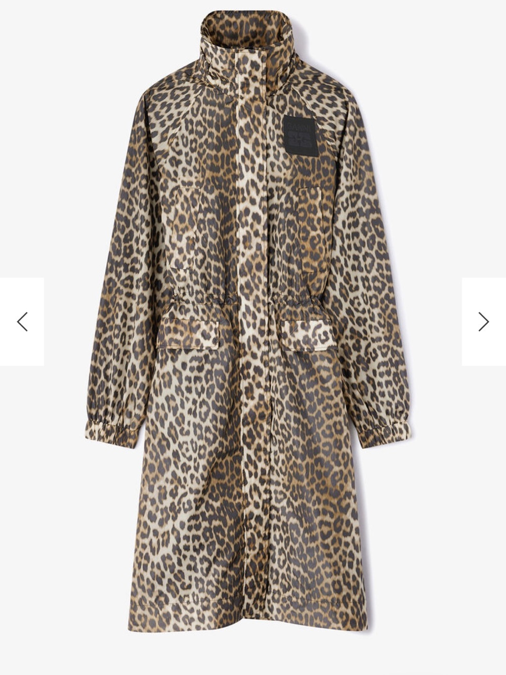 GANNI Leopard Print Nylon Parka Coat Maxi Hooded. Sz S/M - NEW! - Picture 3 of 11